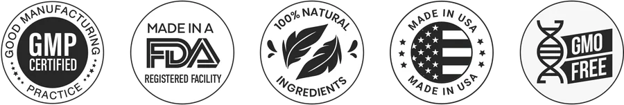 Made in USA · GMP Certified · FDA Registered Facility · 100% Natural